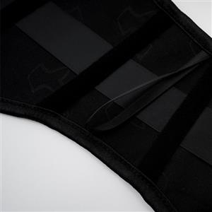 Sexy Black 14 Plastic Boned Jacquard Steel Busk Closure Waist Cincher Underbust Corset N23323