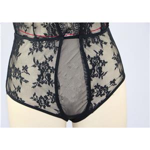 Sexy See-through Black Floral Lace Halter Low-cut Bodysuit Teddies Lingerie N19272