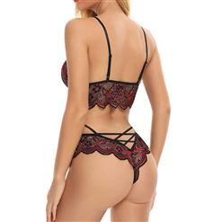 Sexy See-through Lace Bra and Panties Spaghetti Straps Two-piece Underwear Lingerie Set N21429