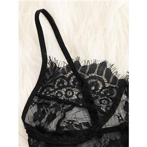 Sexy See-through Thin Lace Spaghetti Straps Bralette and Panties Two-piece Underwear Lingerie N21991