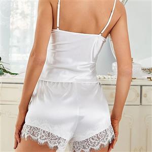 Size White Lace Spaghetti Straps Top and Short Pants Lingerie Set N23222