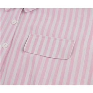 Fashion Lapel Striped Drawstring Front Buttons Long Sleeves Fall/Winter Midi Shirt Dress N21507