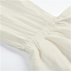 Men's Fashion White Lapel Lace Up Long Sleeve Ruffle Cuff Pirate Shirt Blouse Tops N20548