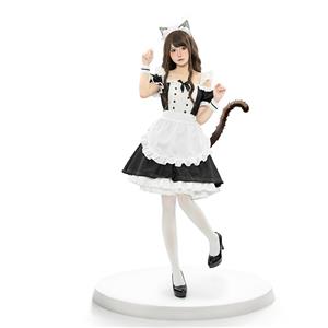 Lovely Girl Short Sleeve Cat Housemaid Mini Dress ACGN Cosplay Costume N22944