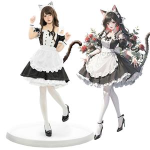 Lovely Girl Short Sleeve Cat Housemaid Mini Dress ACGN Cosplay Costume N22944