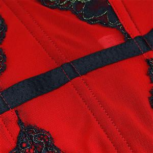 Sexy Red Mesh Floral Lace Spaghetti Straps Plastic Bone Stretchy Lingerie Bustier Corset N20227