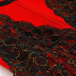 Sexy Red Mesh Floral Lace Spaghetti Straps Plastic Bone Stretchy Lingerie Bustier Corset N20227