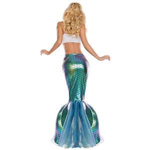 4pcs Sexy Daughter Of The Sea Mythical Tops And Mermaid Skirt Adult Cosplay Costume N19495