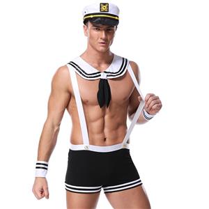 Sexy Uniform Temptation Men's Clubwear, Men's Navy Cosplay Costume, Hot Men's Lingerie, Marines Flirting Lingerie, Men's Navy Captain Cosplay Costume, Sexy Male Clothing, Sexy Lingerie Male, Black Navy Captain Clothing, Hot Sexy Lingerie for Men, #N22191