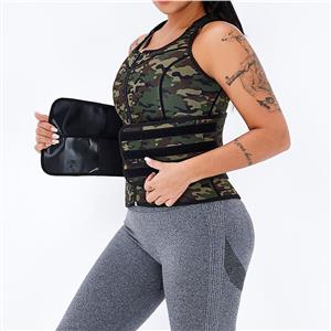 Sexy Camouflage-green Neoprene Sports Waist Cincher Zipper Vest Corset With Belts N20895