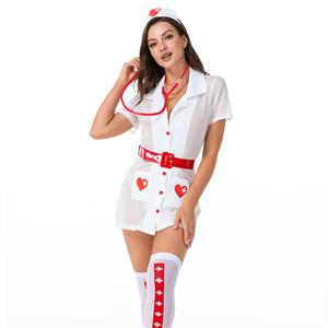 4pcs Flirty Adult Nurse's Uniform Stretchy Cosplay Lingerie Costume Toy Stethoscope Set N21450
