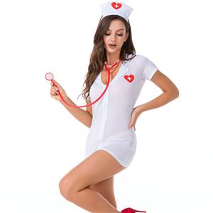 3pcs Sexy Adult Nurse's Uniform Cosplay Temptation Lingerie Costume Toy Stethoscope Set N21451