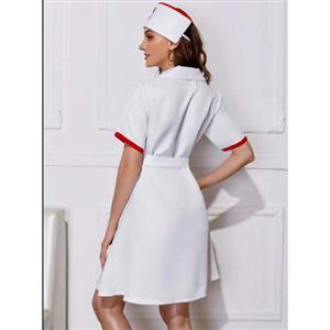 3pcs Sexy Nurse Uniform Belted Gown Adult Cosplay Mini Dress Sex Robe Lingerie Costume N21818
