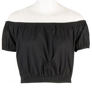 Sexy Black Short Sleeve Off Shoulder Crop Top N12185