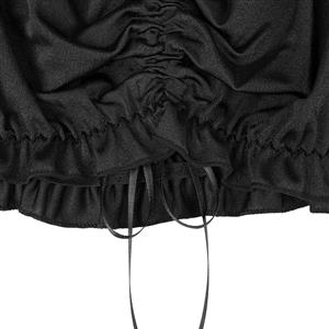 Sexy Black Lace Long Sleeve Off Shoulder Ruched Ruffled Crop Top N22674