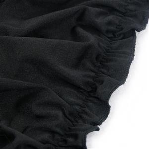 Sexy Black Organza Off Shoulder Ruched Ruffled Crop Top N14113