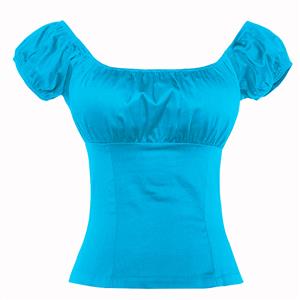 Sexy Blue Short Sleeve Off Shoulder T-shirt N16129