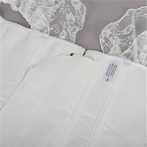 Sexy White Jacquard Off Shoulder Floral Lace Plastic Boned Overbust Corset N20910