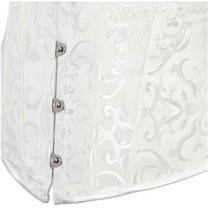Sexy White Jacquard Off Shoulder Floral Lace Plastic Boned Overbust Corset N20910