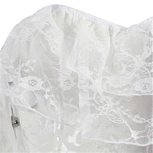 Sexy White Jacquard Off Shoulder Floral Lace Plastic Boned Overbust Corset N20910