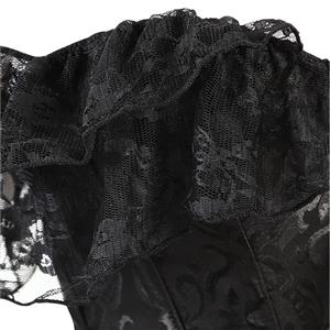 Sexy Black Jacquard Off Shoulder Floral Lace Plastic Boned Overbust Corset N20911