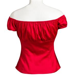 Sexy Red Short Sleeve Off Shoulder T-shirt N11859