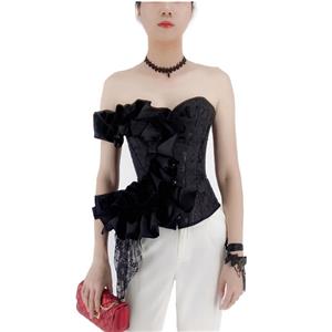 Sexy Off-Shoulder Jacquard Lace Waist Cincher Plastic Boned Overbust Corset N22351