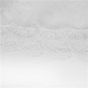 Sexy White Lace Long Sleeve Off Shoulder Ruched Ruffled Crop Top N22673