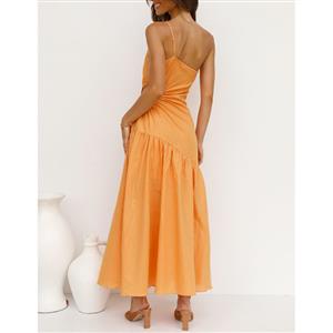 Sexy One-shoulder Strap Cut-out Waist Fish Tail Summer Beachwear Party Maxi Dress N21740