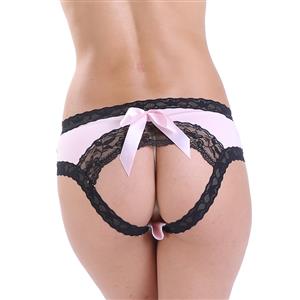 Sexy Floral Lace Crotchless Panties Bowknot Flirty Open Crotch Underwear PT18854