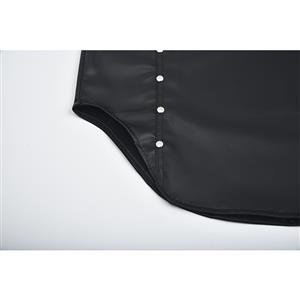 Sexy High Collar PU Leather Studs Long Sleeve Elastic Bandage Bodycon Clubwear Mini Dress N20057