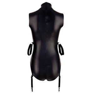 Sexy Wet Look PU Leather Choker BDSM Clothing Stretchy Bodysuit Clubwear Teddies Lingerie N20098