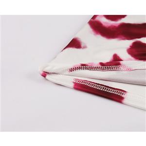 Sexy Tie-dye Print V Neck Off Shoulder Long Sleeve Drawstring Folds Package Hip Mini Dress N20790