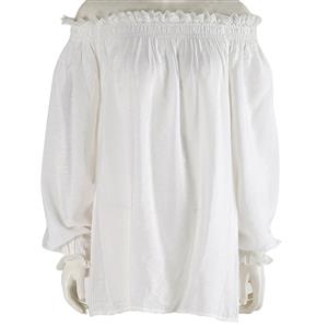 Elastic White Shirt, Cotton Blouse, Babydoll Dress, Lace Blouse, Crop Top, Victorian Blouse, Sexy Tonic, Sexy Off the Shoulder Blouse, #N11851
