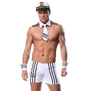 4pcs Men's Sexy Captain Cosplay Shorts Hot Pilot Temptation Clubwear Clothing N22190