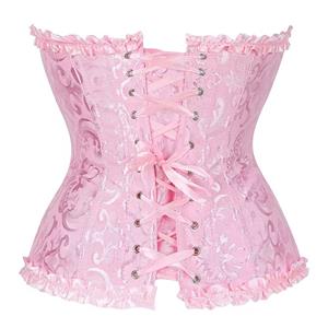 Sexy Pink Busk Closure Embroidered Burlesque Corset N22777