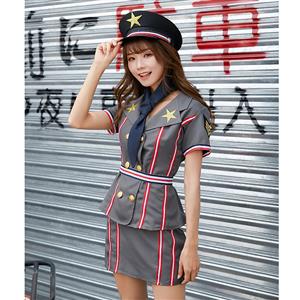 5pcs Sexy Policewoman Uniform Double-breasted Jacket Adult Cop Suit Cosplay Costume Set N19462