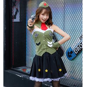 5pcs Sexy Policewoman Uniform Land Soldier Adult Cop Cosplay Costume Set N19463