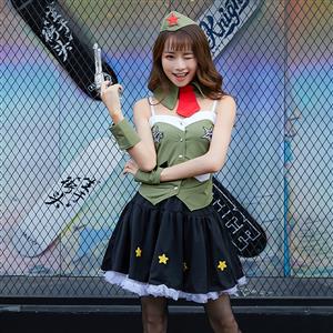 5pcs Sexy Policewoman Uniform Land Soldier Adult Cop Cosplay Costume Set N19463