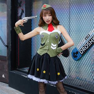 5pcs Sexy Policewoman Uniform Land Soldier Adult Cop Cosplay Costume Set N19463