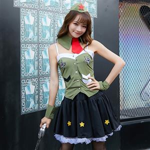 5pcs Sexy Policewoman Uniform Land Soldier Adult Cop Cosplay Costume Set N19463