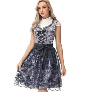 Sexy Maid Costume, Simple and beautiful Set, Women's Pretty Girl Costume, Women's Pretty Girl Wide Straps Mini Dress Bavarian Costume, Wench Adult Mini Dress, #N22913