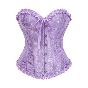 Embroidered Corset, Purple Embroidered Corset, Sexy Women Corset, Cheap Purple Corset, Floral Brocade Corset, Sexy Purple Busk Closure Embroidered Burlesque Corset,#N23897