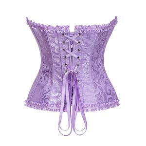 Sexy Purple Busk Closure Embroidered Burlesque Corset N23897
