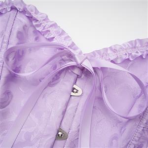 Sexy Purple Busk Closure Embroidered Burlesque Corset N23897