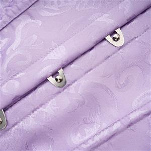 Sexy Purple Busk Closure Embroidered Burlesque Corset N23897