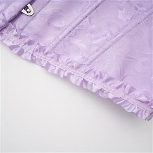 Sexy Purple Busk Closure Embroidered Burlesque Corset N23897