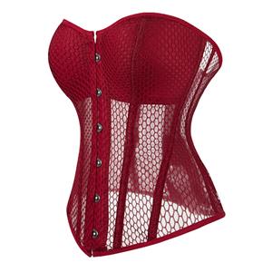 Gothic Punk Sexy Mesh Overbust Corset Bustier Body Shapewear for Hourglass Shape N23268