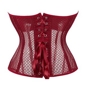 Gothic Punk Sexy Mesh Overbust Corset Bustier Body Shapewear for Hourglass Shape N23268