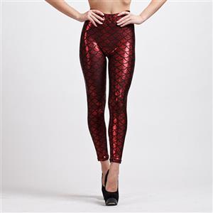 Sexy Red Fish Scale Pattern Low Waist Leggings L11665